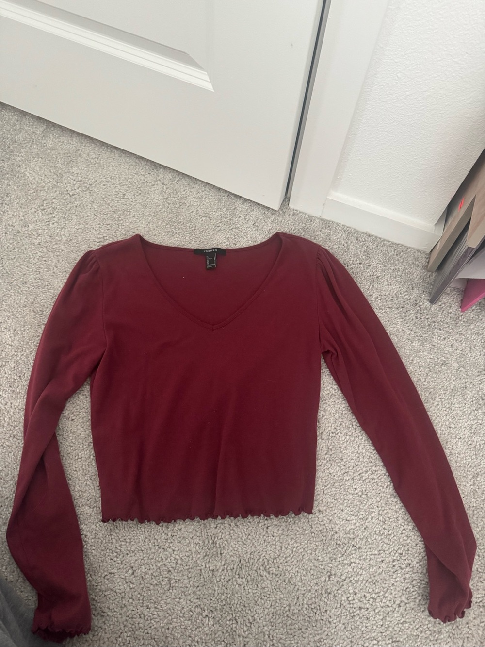 Maroon cropped long sleeve